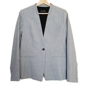 BANANA REPUBLIC Long & Lean Blazer Light Grey Ruffle Sz 6